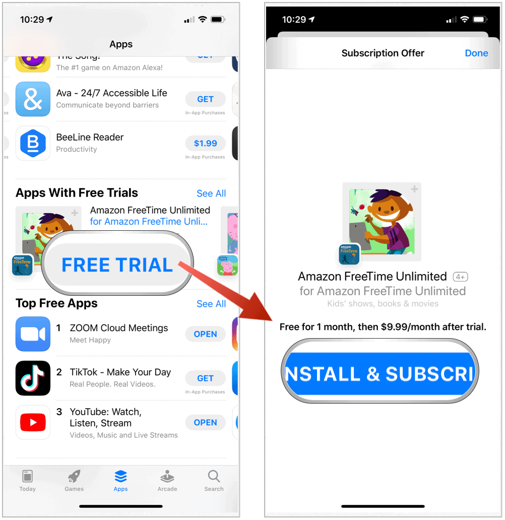 Безплатни пробни условия за App Store