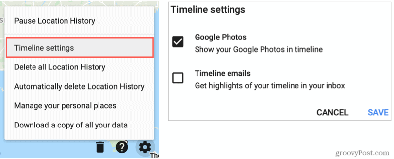 Настройки на хронологията на Google Maps, Показване на Google Photos
