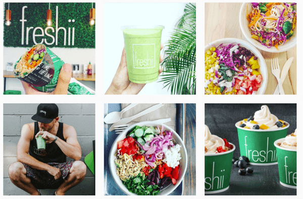 Freshii включва логото си в много от своите снимки в Instagram.