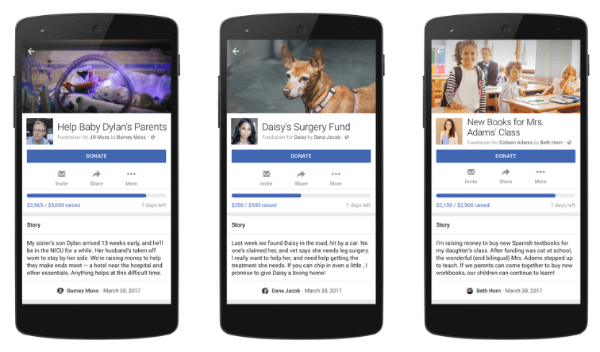 Facebook разширява благотворителни инструменти за даване на лични потребители и Facebook Live.