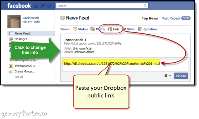 Facebook + Dropbox: Безплатен MP3 стрийминг във вашата Facebook Стена