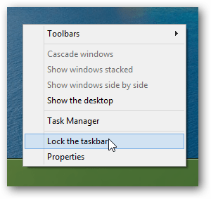 заключване на Windows 8 лентата на задачите