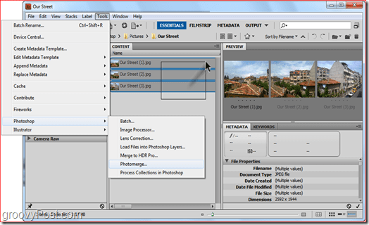 Как да направите панорама с помощта на Adobe Bridge и Adobe Photoshop