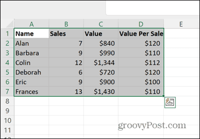 excel всички избрани клетки