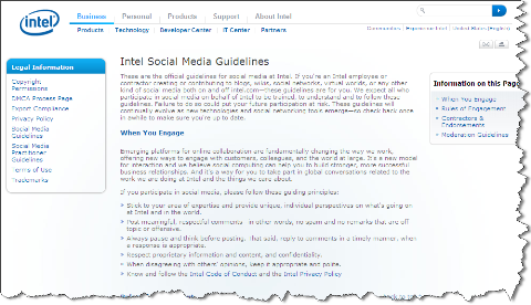 насоки на Intel за социални медии