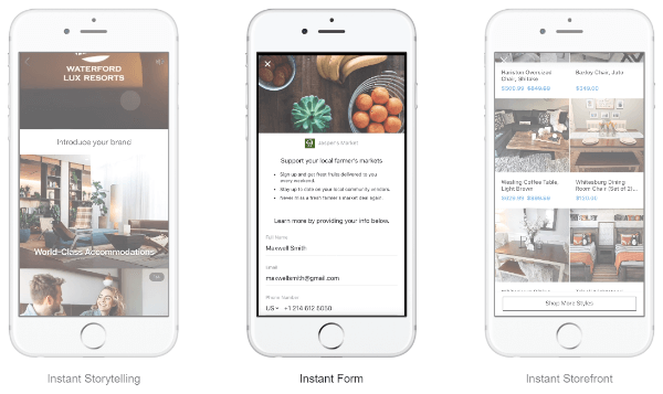 Facebook Canvas Ads вече се наричат ​​Instant Experiences и идват с още няколко възможности заедно с актуализацията.
