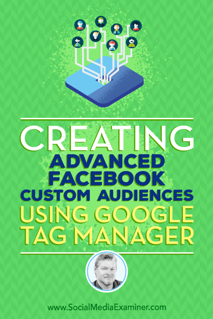 Създаване на разширени потребителски аудитории във Facebook с помощта на Google Tag Manager, включващ прозрения от Крис Мърсър в подкаста за социални медии.