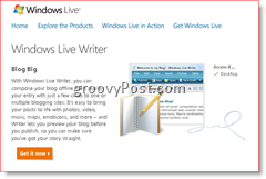 Страница за изтегляне на Windows Live Writer 2008