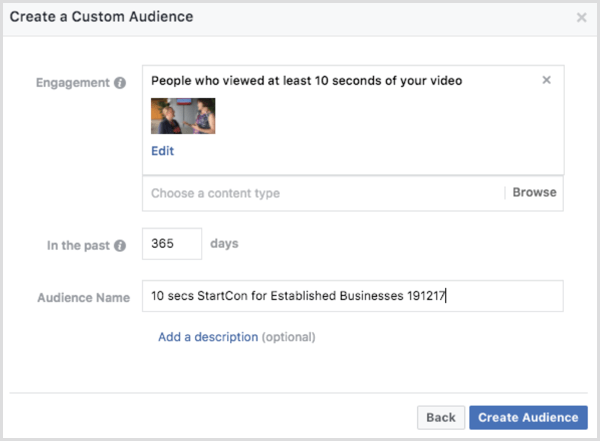 Персонализирана аудитория за видео ангажиране във Facebook