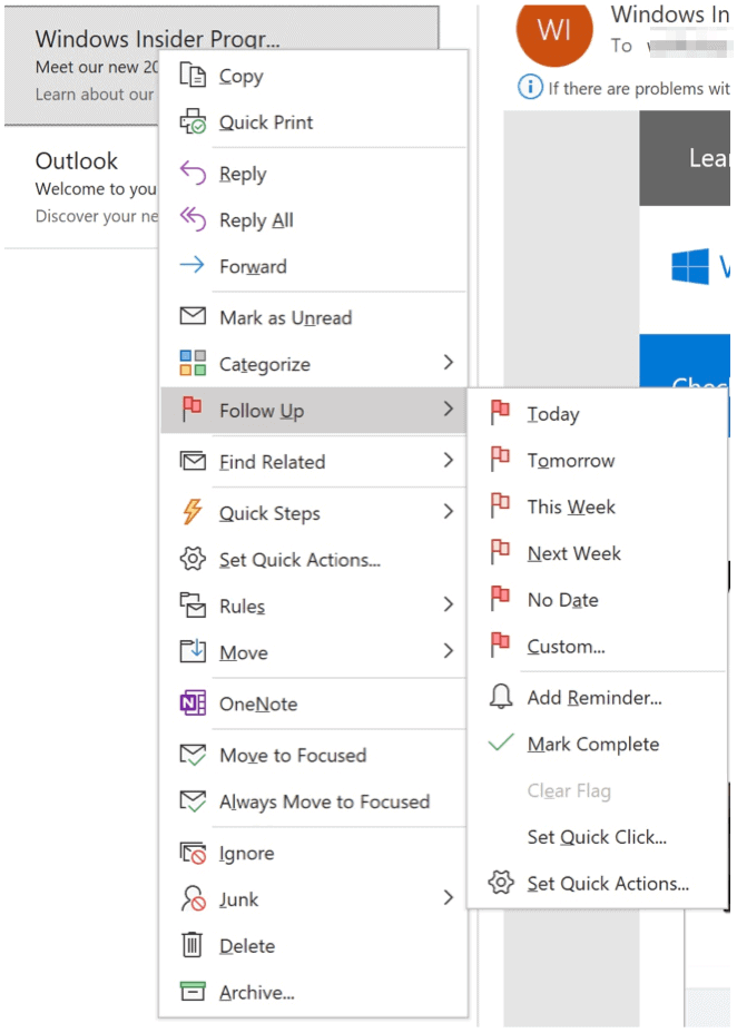 Знамена на Microsoft Outlook Tips