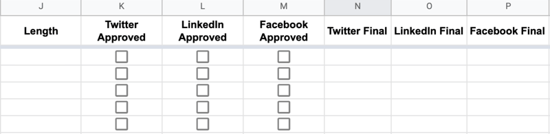 продължителен пример за заглавките на google лист с етикет дължина, одобрение в twitter, одобрение на linkedin, одобрение във facebook, финал в twitter, окончателен linkin и окончателен facebook