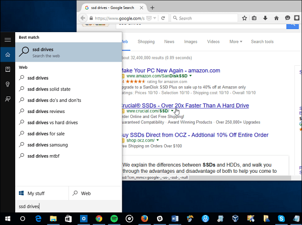 Направете Cortana Search Google вместо Bing в Windows 10