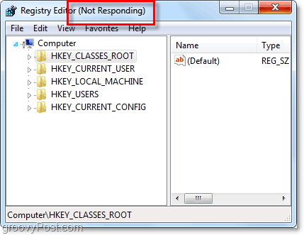 редактор на системния регистър не отговаря в Windows 7 и Vista