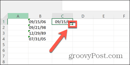 манипулатор за плъзгане в Excel