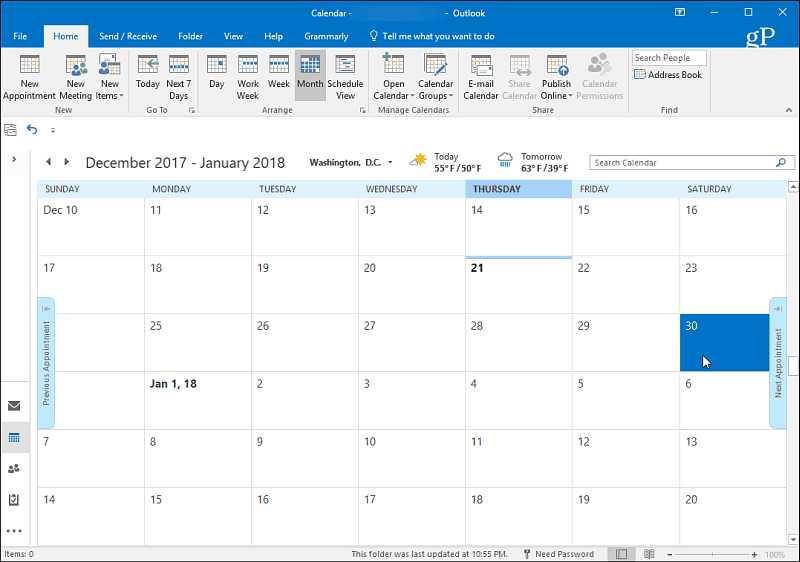 1 Календар на Outlook