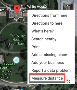 Опция Google Maps Measure Distance