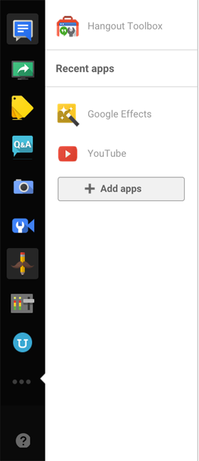google + hangouts ляво изображение на контролния панел