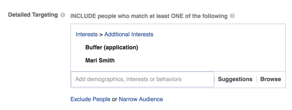 Настройте конкретни опции за насочване във Facebook Ads Manager.