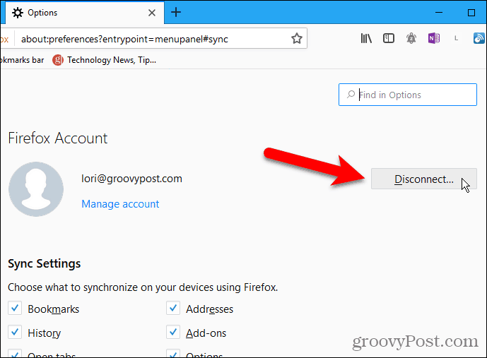 Кликнете върху Прекъсване в Firefox за Windows