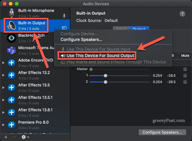 нулиране на вътрешното аудио mac