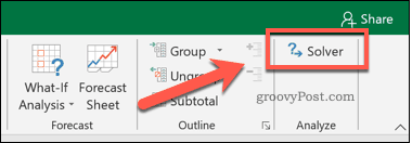 Бутонът Solver в Excel