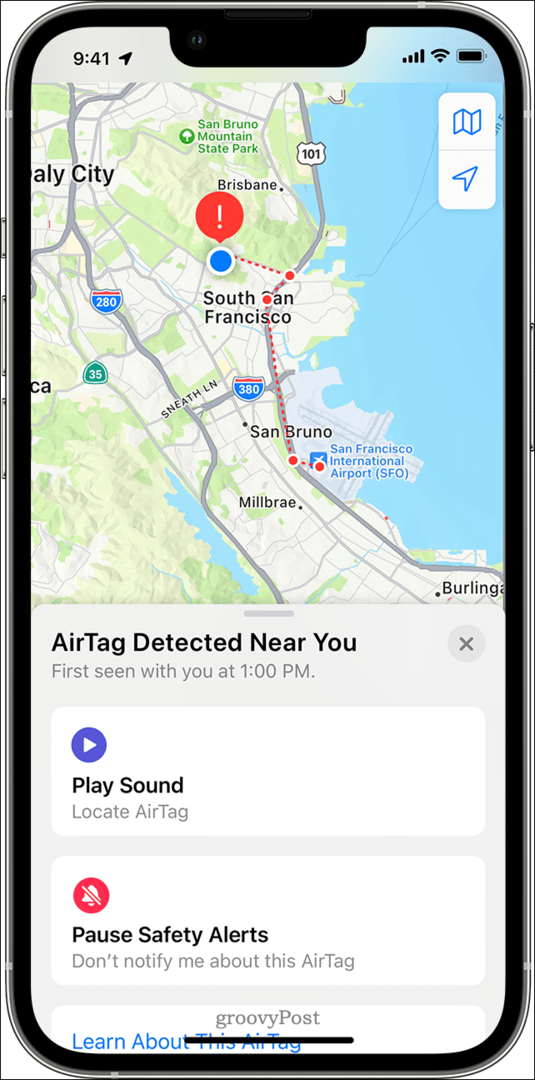 Проследяване на AirTag в приложението Find My