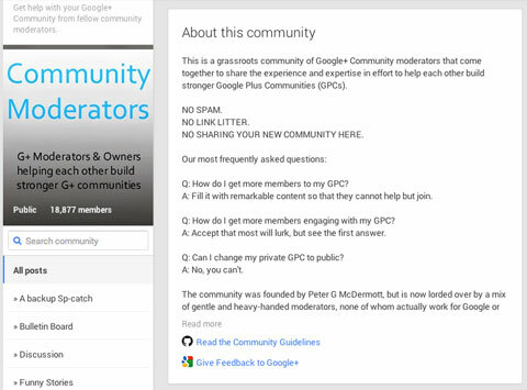 публикация в насоките на общността на google +