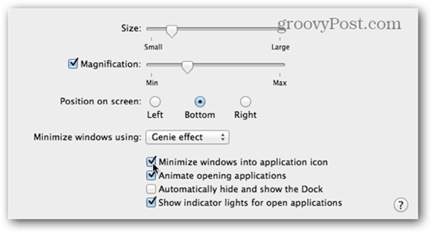 Поставете отметка Минимизиране на прозорците в иконата на приложението.