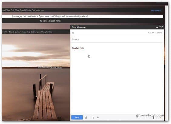 нов прозорец за съставяне на Gmail