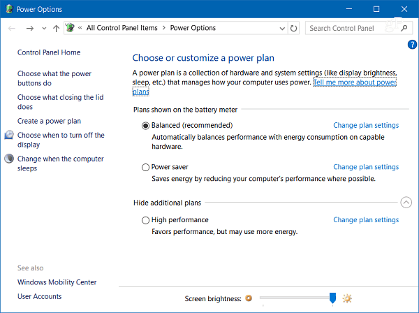 Опции за захранване Windows 10