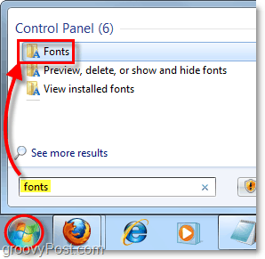 достъп до контролния панел на шрифта в Windows 7 
