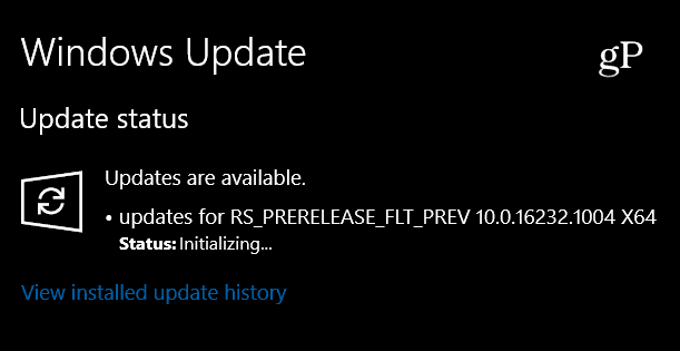 Windows 10 Insider Preview Build 16232.1004 Издаден, само незначителна актуализация