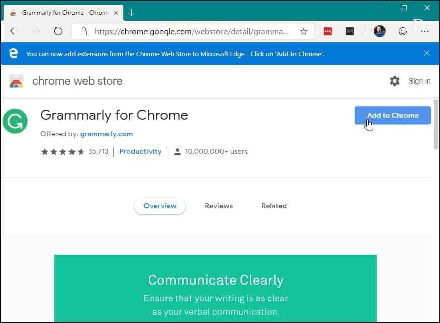 5 Инсталирайте разширението на Chrome Edge на уеб магазина Chrome