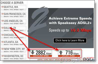 Тестове за скорост на DSL на Verizon:: groovyPost.com
