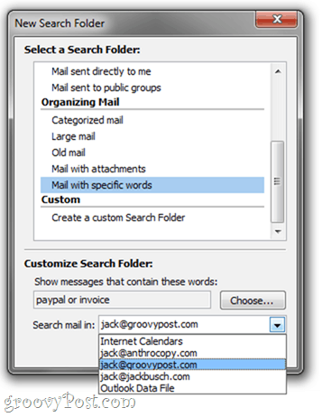 Папки за търсене в Outlook 2010