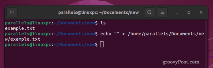 Изпразнете Linux файл с помощта на ехо