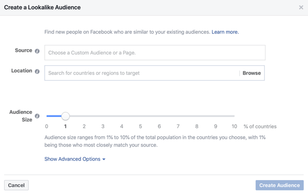 Възможност за създаване на 1% подобна на Looka аудитория за вашите реклами във Facebook.