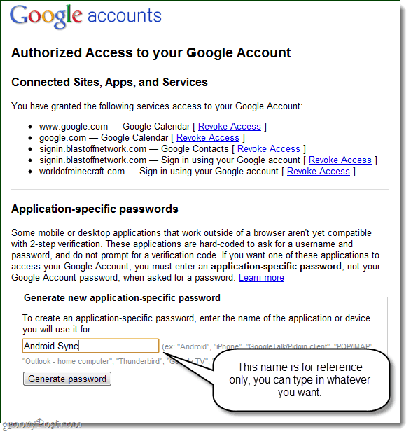 използвайте Google за генериране на конкретни пароли за приложение