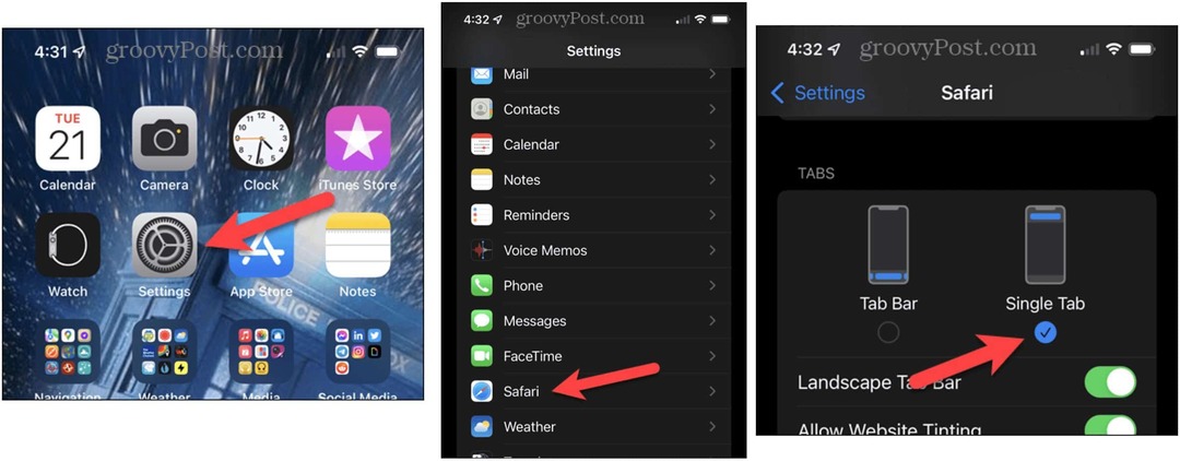 Как да преместите лентата за търсене в Safari обратно в началото на iPhone