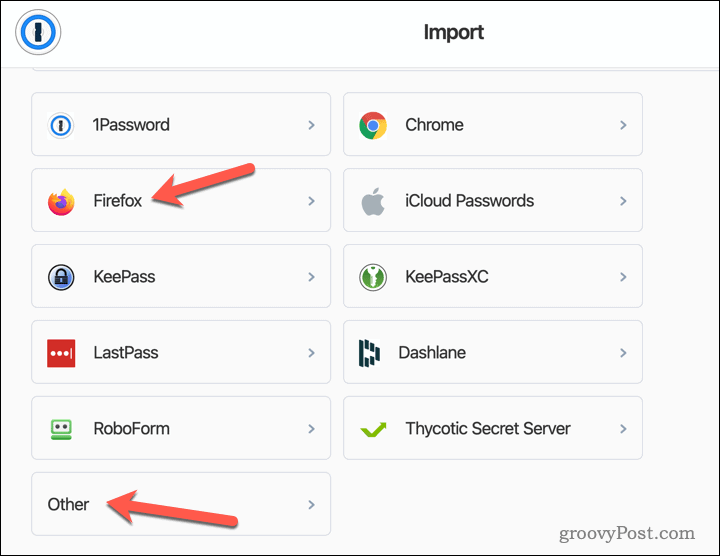 Импортирайте пароли за Firefox в 1Password