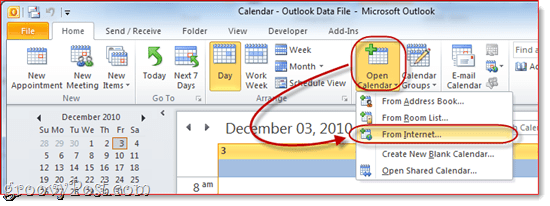 Google Календар към Outlook 2010 "