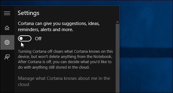 изключете всички карти Cortana