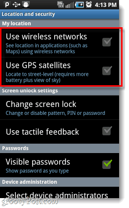 Android използва моите безжични мрежи gps сателити