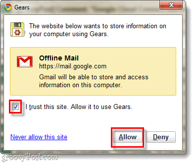 Разрешаване на gmail за достъп до google gears