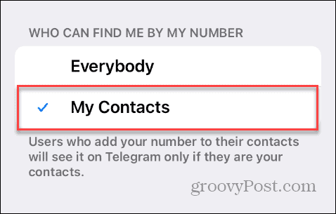 Намерете по телефонен номер в Telegram
