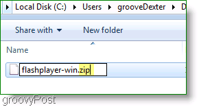 Снимка на екрана: Прозорец на 7 файлове на Flashplayer