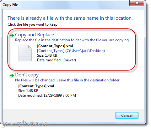 заменете .xml файлове в Windows 7