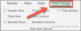 Раздел за дизайн на таблица в excel