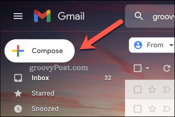 Бутонът за писане на Gmail