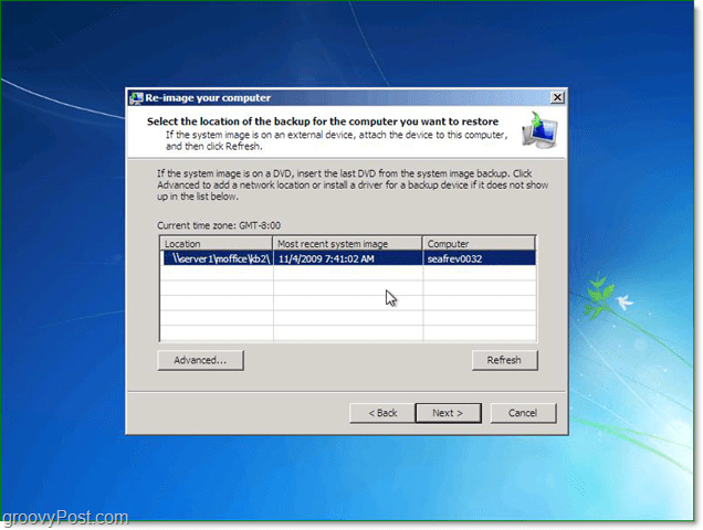 можете да използвате системно изображение от мрежата, за да възстановите Windows 7